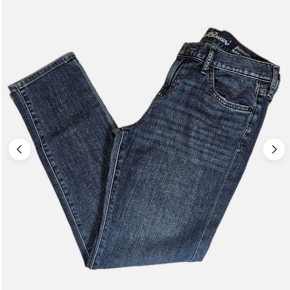 Eddie Bauer Jeans‎ Womens P2 Petites Blue Boyfriend Midrise Slim Stretch Denim